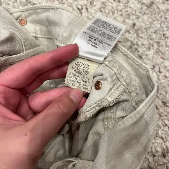 Mother The Insider Ankle Fray Jeans Sz 25 Chalk It Up Denim Casual Ivory - Picture 5 of 10